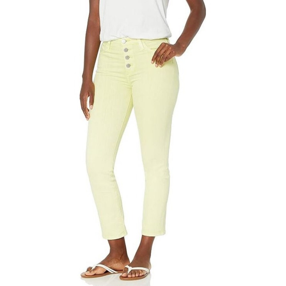AG Adriano Goldschmied Isabelle Neon Yellow High Rise Straight Crop Jeans 26 NEW